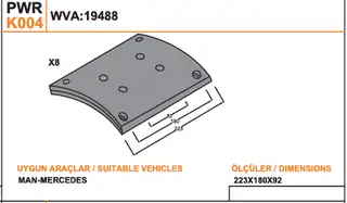 MAN - MERCEDES 22 LİK BALATA (K6268)