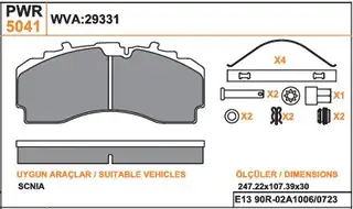 PWR DİSK BALATA SCANIA Y.M. (WAV 29331)