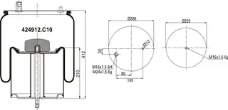 Komple Körük Metal Piston Tek çıkış